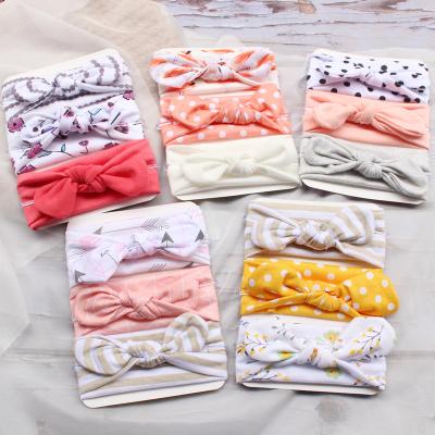 China Popular Elastic Bow Turban Cotton Rabbit Ear Hair Accessories Baby Headband Baby Girls Hair Accessories Princess Christmas Day Gifts for sale