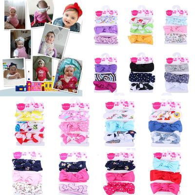 China Popular Kids Headband Bow For Girl Baby Hair Band 3Pcs Kids Girls Floral Baby Hairband Elastic Bowknot Accessories Headband Set for sale