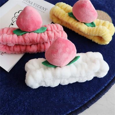 China Women Peach Washing Heart Headband Girls Hair Band Shower Face Mask Soft Korean Headwrap Elastic Soft Makeup Turban Hair Accessories for sale