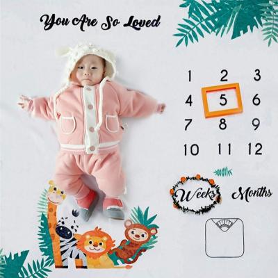 China Anti-pilling Newborn Baby Milestone Blanket Photography Props Background Cloth Monthly Growth Shot Photo Bedding Wrap 100x100cm for sale