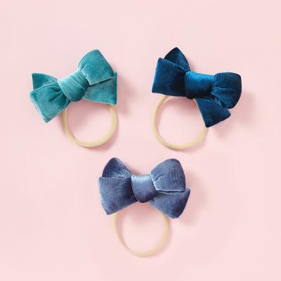 China Popular Direct Bow Multi Knot Velvet Colors Headband Babies Toddlers Children Kids Headwear Hair Band Factory Popular for sale