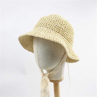 China Recycle 2020 Hot Summer Baby Kids Straw Hat Girls Lace Up Beach Sun Hat Slouchy Beanies Hats for sale