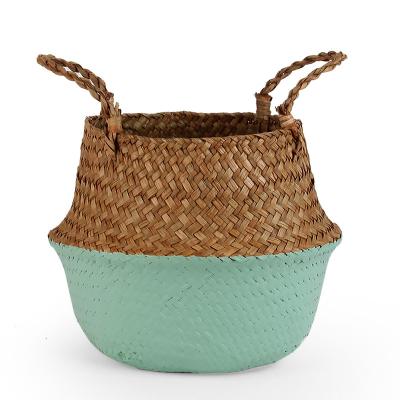 China Modern Vegetable Plankton Plant Laundry Organizer Single Color Handwoven Basket Woven Decorative Flower Pots for sale