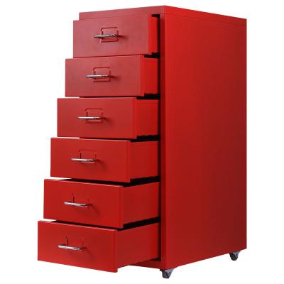 China Multifunctional 6 Drawer Metal Red Locker Home Mobile Steel Storage Cabinet for sale