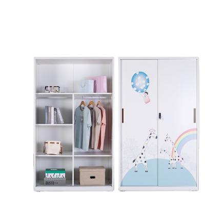 China Knockout Bedroom Cabinet Printing Sliding Door Metal Wardrobe for sale