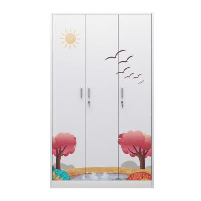 China Knockdown Household Cabinet Home Furniture 3 Doors Steel Printing Storage Locker for sale