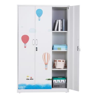 China Knock Down Furniture Swing Door Cabinet Lockable Metal 3 Door Home Almirah for sale