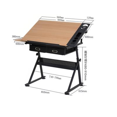 China Rush OEM Individual Adjustable Height Drafting Table Moving Drawing Desk For Kids for sale