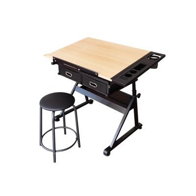 China Rushing Art School Classroom Furniture Adjustable Wooden Drafting Desk for sale