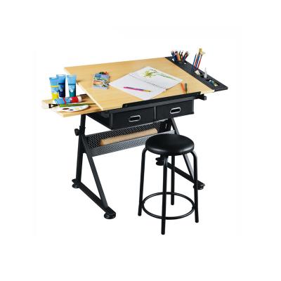 China Rush Energy And Comfort Office Furniture For Workshop Metal Frame MDF Drafting Table for sale