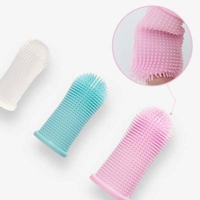 China Stocked Soft Silicone Finger Toothbrush Pets Cleaning Cleaner For Small Animals for sale