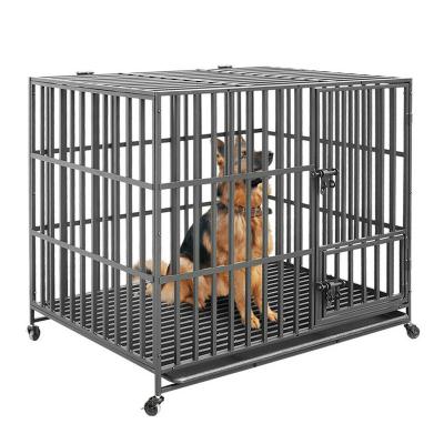 China Breathable High Quality Collapsible Heavy Duty Black Metal Dog Cage Large Outdoor Pet Carrier Dog Cages for sale