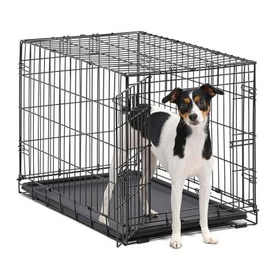 China Large Metal Floor Ply Pet Cage Supplier Breathable Outdoor Dog Crate Luxury Pet Crate Dog Cage Crates On Sale With Plastic Trays for sale