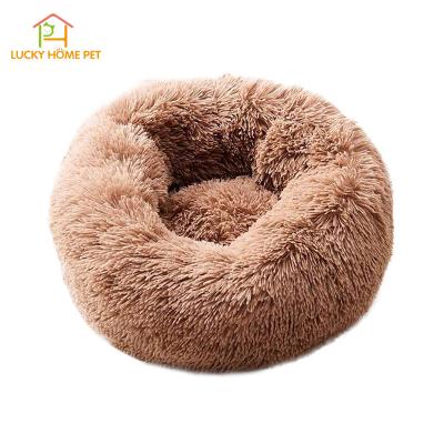 China Removable Blanket Plush Calming Different Color Faux Fur Long Pet Bed, Dogs Bed Pet Bolster Animal Bed For Dogs for sale