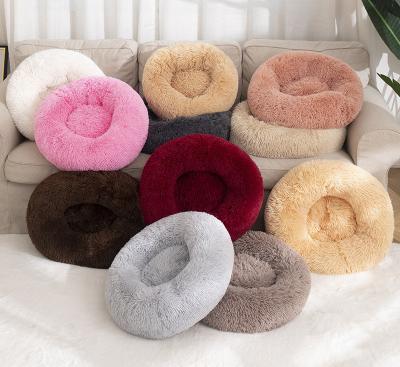 China Removable Blanket Heating Comfortable Soft Deep Sleep Round Pet Mat Bed Donut With Different Color for sale