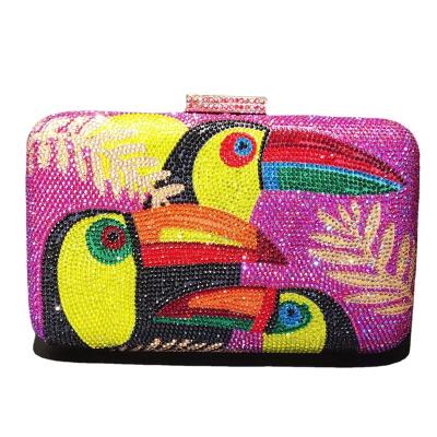 China High Quallity New diamond inlaid creative woodpecker pattern women's banquet with cross body crystal dinner bag for sale