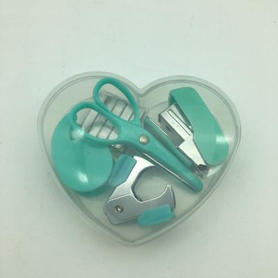 China Metal+plastic Gason Heart Shape Plastic Box School Kids Gift Mini Stationery Set for sale