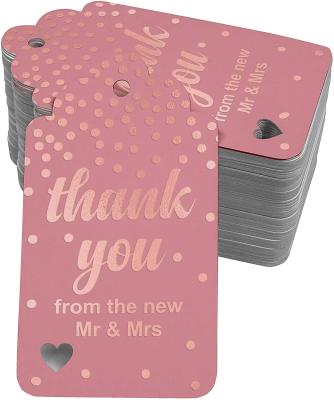 China Rose Gold Foil Paper Tags Viable Thank You For The New Wedding Favor Hang Tags for sale