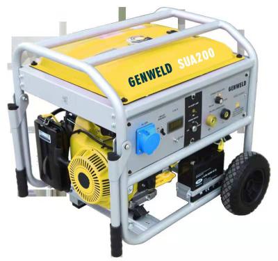 China Soldadora portátil del Muttahida Majlis-E-Amal de la gasolina 200A de GENWELD SUA200A con la salida auxiliar de la CA 5.5Kw (ciclo clasificado: 60%/180A/27.2V) en venta