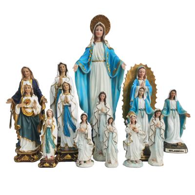 China Factory Supply Europe Religious Crafts Of Mary Sculpture Statue Christian Lourdes 5-18 Inch Resin Virgin Figurine for sale