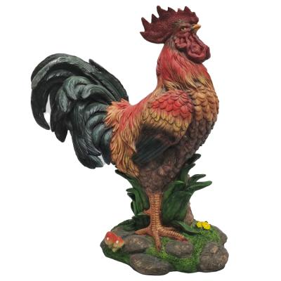 China Life Size Resin Chicken Figurine Farmhouse Rooster Animal Statue Custom Garden Decoration Rooster Figurine for sale