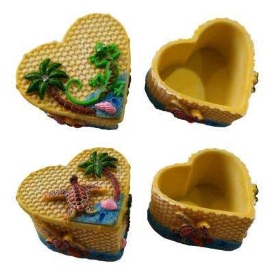 China Resin Heart Shape Jewelry Travel Gift Box Set Tourism Souvenir Bamboo Texture for sale