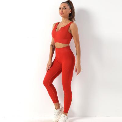 China Breathable Custom Logo Women Gym Fitness Sport Clothes Ladies Active Wear Pants High 2 Piece Yoga Set Set for sale