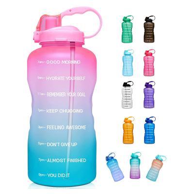 China Hot Sale Viable 1 Gallon Straw Water Bottle With Motivational Time Marker for sale