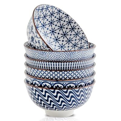 China Sustainable Wholesale Custom Blue And White Porcelain Chinese Serving Bowls Set Ceramic Salad Bowl for sale