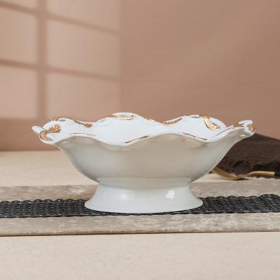 China Sustainable High Quality Luxury Fruit Ceramic Plate Tray Decoration Chinese Wedding  Fruit Plate For Restaurant for sale