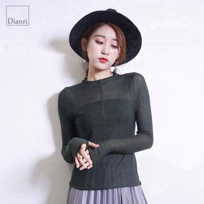 China Anti-wrinkle women unique high quality long sleeve neck base knitting sweater fake for sale