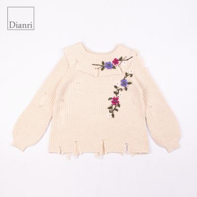 China Anti-wrinkle Women Manual Embroidery Long Sleeves Sweater With Beads for sale