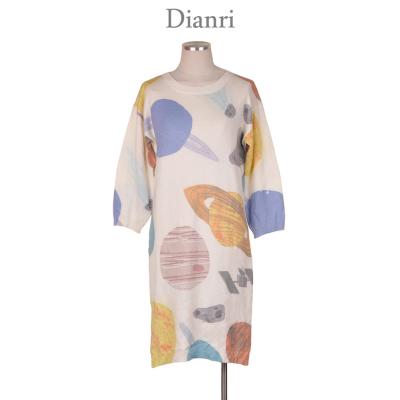 China Autumn Summer Style Half Sleeve Cool Print Trend Sweater Women's Long Dresses Ladies Anti-Shrink Pullovers for sale