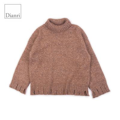 China Anti-wrinkle women new style bell sleeve turtle neck winter pullover shinning oversized sweater for sale