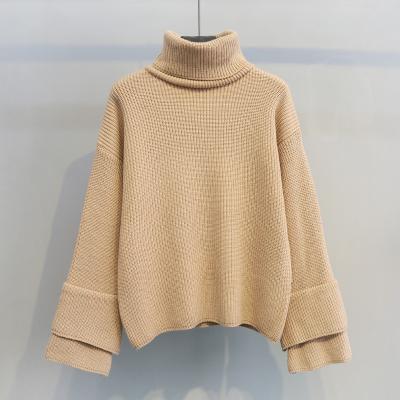 China New Horn Korean loose sleeve anti-shrink double layer winter sweater neck turtle thick sweater for sale