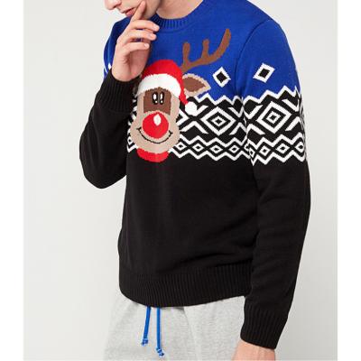 China New Long Sleeve Winter Anti-shrink Casual Deer Jacquard Sweater Knitted Ugly Christmas Sweater Men for sale