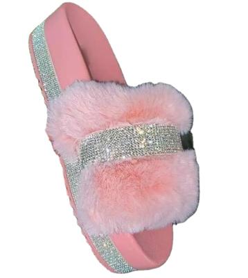 China Latest Sale Girl's Shoes Lightweight Warm Shoes Ladies Flat Sandals Fashion Design Ladies Slippers Sandal Feminine Women Fur Slides for sale