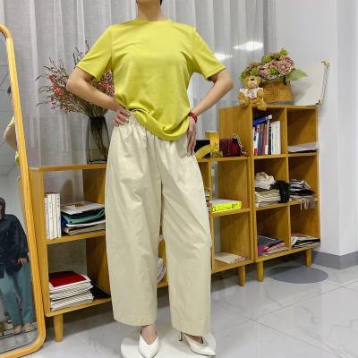 China Breathable Bujiaka 2022 Zeqing Spring And Summer Canvas Khaki Wide Leg Women's Casual Pants for sale