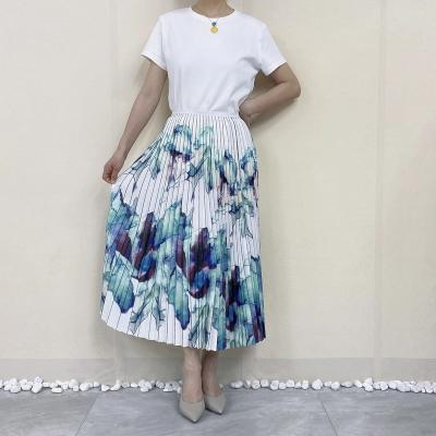 China Zeqing bujiaka fashion polyester breathable soft fiber women's elegant pleated skirt for sale