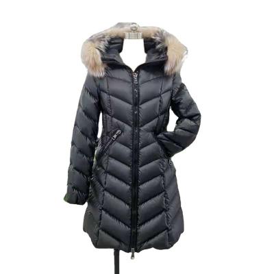 China Wholesale High Quality Waterproof Lady Puffy Coat Hooded Black Jacket For Ladies for sale