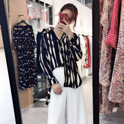 China New 2022 Spring Stripe Shirt Navy Red Wavy Casual Fashion 100% Polyester Spring Zeqing Breathable Bujiaka Bujiaka for sale