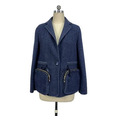 China Zeqing Windproof Women's 100% Wool Denim Jacket for sale