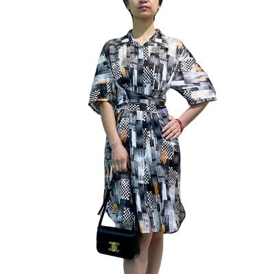 China Breathable Anti-static Floral Plaid Summer Long Wrap Shirt Ladies Silk Casual Loose Superb Women's Dress for sale