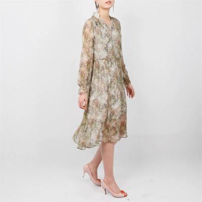 China 2021new Zeqing flower anti-static whimsical crushed light-mulberry silk dress for sale