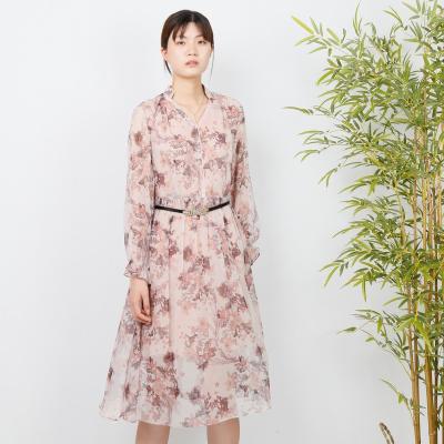 China 2021new Zeqing flower anti-static whimsical crushed light-mulberry silk dress for sale