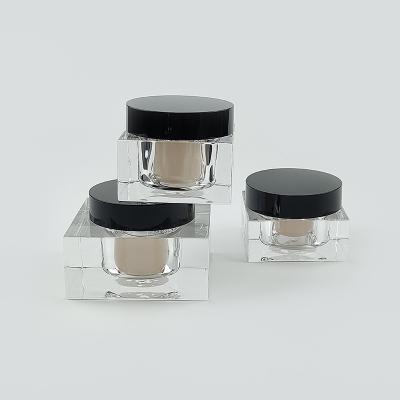 China 30g 50g 70g Acrylic Cream Plastic Jar Square Cosmetic Luxury Double Wall For Cosmetic Containers for sale