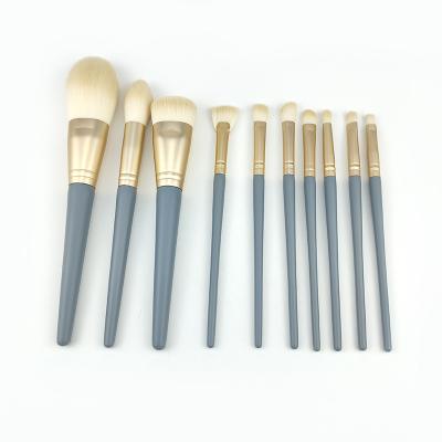 China Angular Blush Cosmetic Makeup Brush Wholesale 10pcs Logo Face Make Up Brush Custom Made for sale