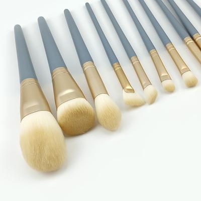 China Make Up Tools Makeup Brush Set 10 Pcs Color Mix Face Powder Makeup Brush Blue Base Blush Make Up Brush for sale