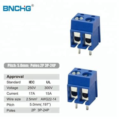 China PCB Factory Price Blue Brass Screw Connection Terminal Blocks With Ce for sale