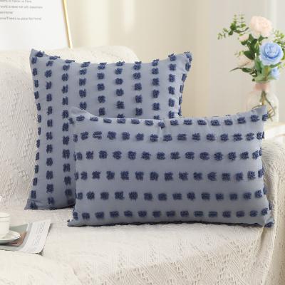 China Dark Blue Living Room Sofa Cushion Cover Car Office Nap Removable Washable Polyester Anti-static Pillowcase Cut Flower Craft for sale